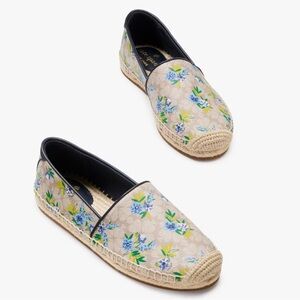 NIB Kate Spade Gwen Coated Canvas Espadrille Flat Size 9 Spring